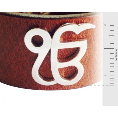 Wide Leather Ik Onkar Men’s Bracelet